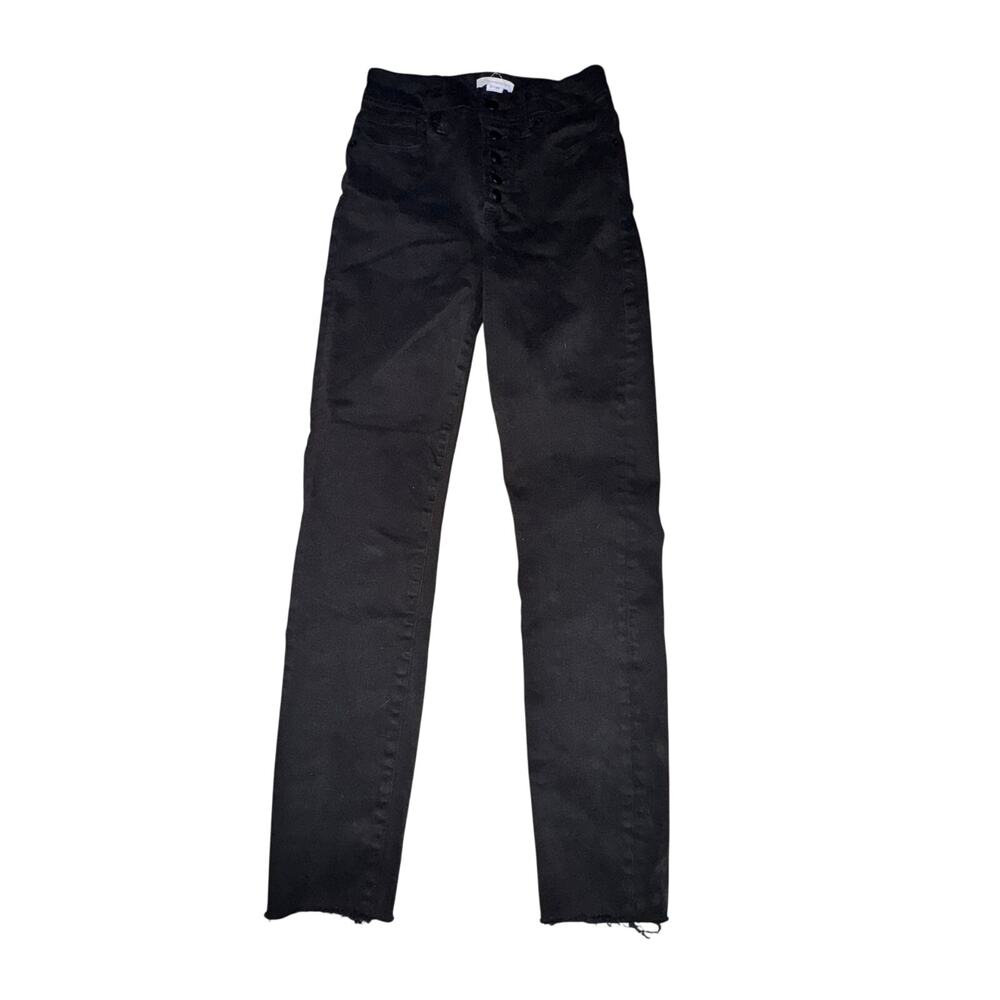 Good American Straight Leg Ankle Jeans Womens Sz 2/26 Black Button Fly High Rise